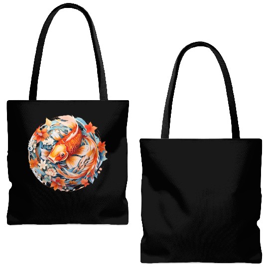 Koi Fish Mandala Art Tote Bags (AOP)