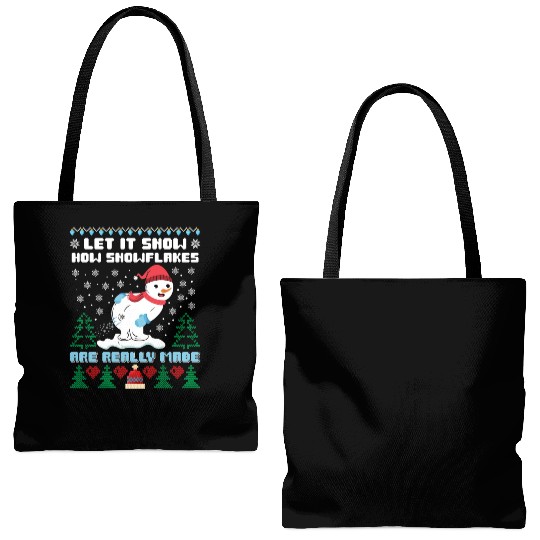 Snowman Let it Snow Christmas Snow Fever Tote Bags (AOP)