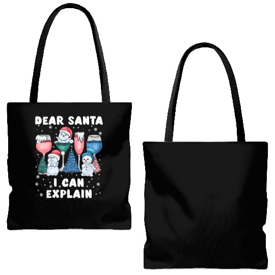 Schneemann Dear Santa I can Explain Funny Tote Bags (AOP)
