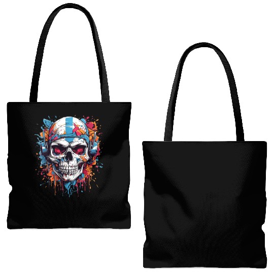 Skull Givin' Raspberry Dk Tote Bags (AOP)