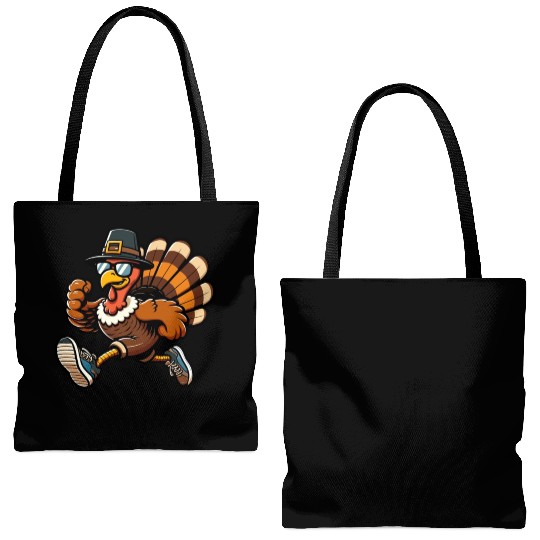 Running Turkey- Turkey Trot Running Thanksgiving Tote Bags (AOP)