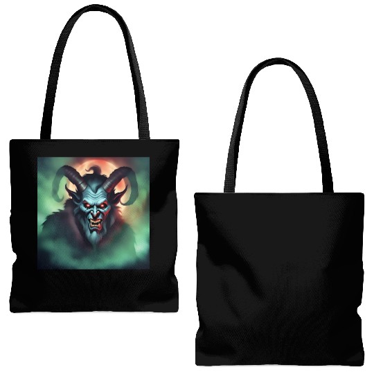 Krampus in Green Fog Tote Bags (AOP)