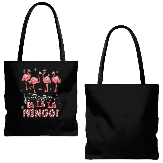 Candy Cane Flamingoes Fa La La Mingo Flamingo Tote Bags (AOP)