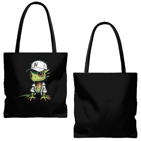 Cute lizard with cap Tote Bags (AOP)
