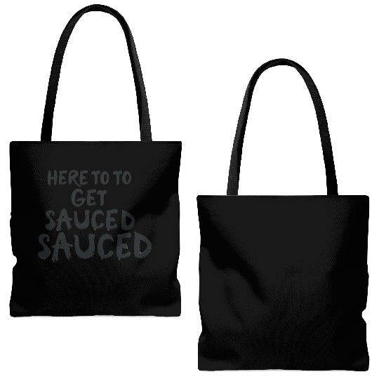 Here To Get Sauced Funny Cranberry Sauce Thanksgiv Tote Bags (AOP)