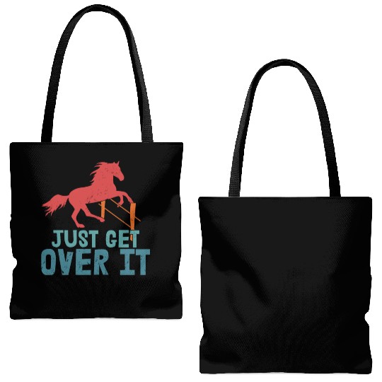 Just Get Over It Horseback Riding Girl Tote Bags (AOP)