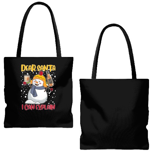 Snowman Dear Santa I can Explain Funny Tote Bags (AOP)