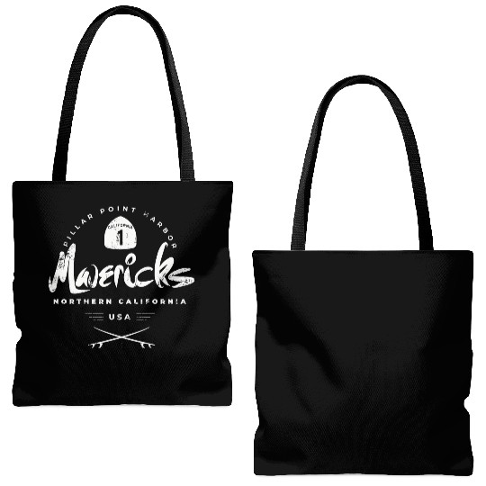 Mavericks Pillar Point California Tote Bags (AOP)