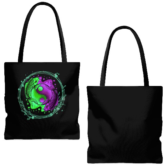 Yin Yang Yoga Japanese Koi Fish Tote Bags (AOP)