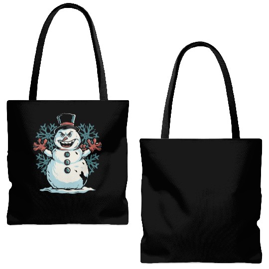 frosty snowman creepy Tote Bags (AOP)