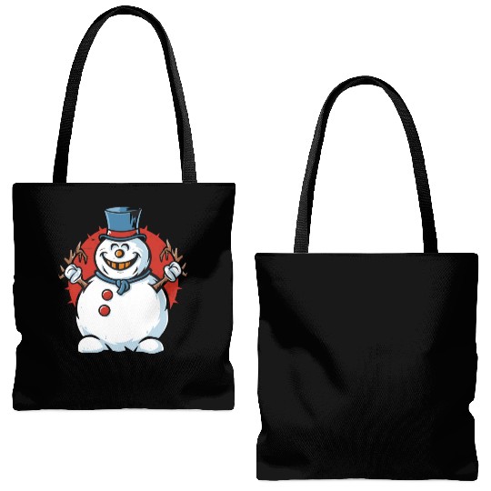 frosty snowman creepy Tote Bags (AOP)