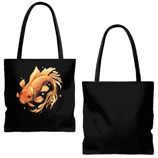 Koi Fish Japanese Carp Pond Tote Bags (AOP)