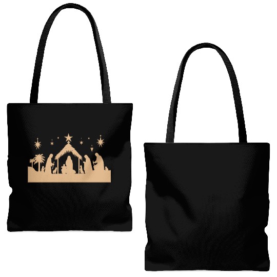 Nativity Scene with Mary Joseph Baby Jesus Tote Bags (AOP)