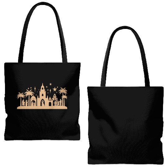 Nativity Scene with Mary Joseph Baby Jesus Tote Bags (AOP)