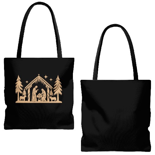 Nativity Scene with Mary Joseph Baby Jesus Tote Bags (AOP)