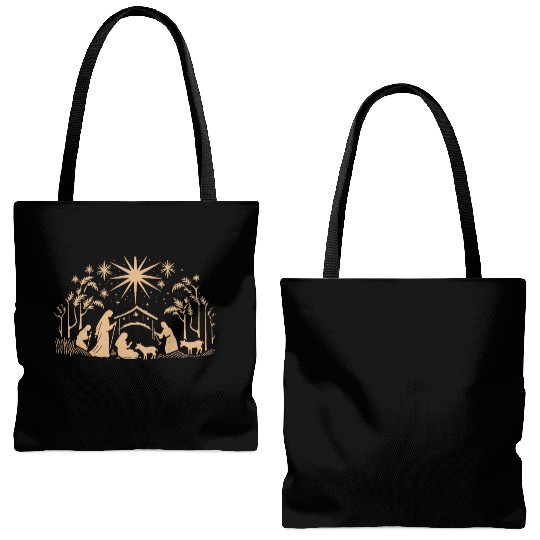 Nativity Scene with Mary Joseph Baby Jesus Tote Bags (AOP)