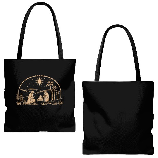 Nativity Scene with Mary Joseph Baby Jesus Tote Bags (AOP)