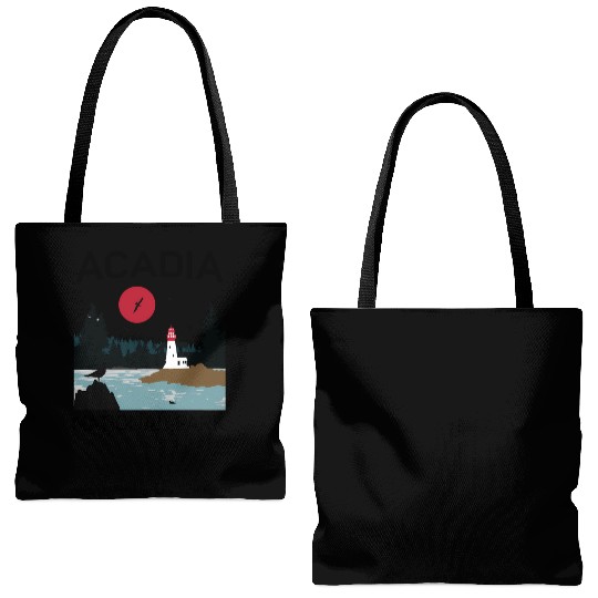 Acadia National Park 80s Maine Mount Island Tote Bags (AOP)