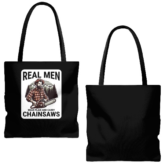 Lumberjack Woodworker Woodcutter Chainsaw Arborist Tote Bags (AOP)