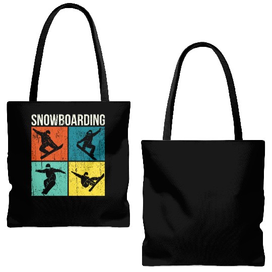 Retro Snowboard And Snowboarding Tote Bags (AOP)
