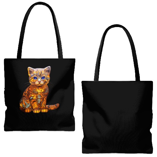 Stained Glass Scottish Fold kitten Tote Bags (AOP)