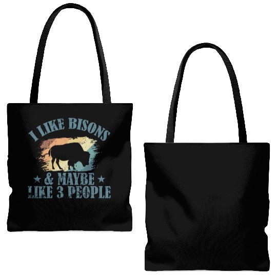 I Like Bisons and Maybe Like 3 People Tote Bags (AOP)