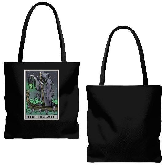 The Hermit Tarot Card Gothic Halloween Grim Reaper Tote Bags (AOP)