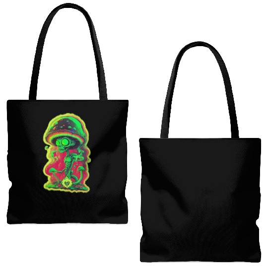 Psychedelic mushroom alien Tote Bags (AOP)