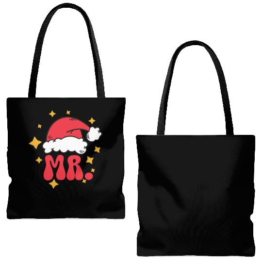 Mr And Mrs Claus Christmas Couples Matching Pajama Tote Bags (AOP)