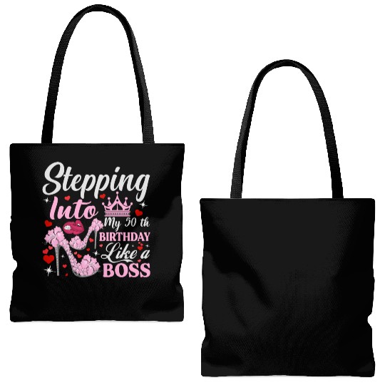 stepping into my 50th birthday like a boss Tote Bags (AOP)
