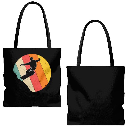 Vintage Sunset Snowboarding Gift For Snowboarders Tote Bags (AOP)