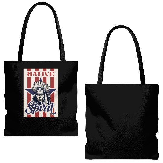 Indian Native American Chief Feather Headdress Tote Bags (AOP)