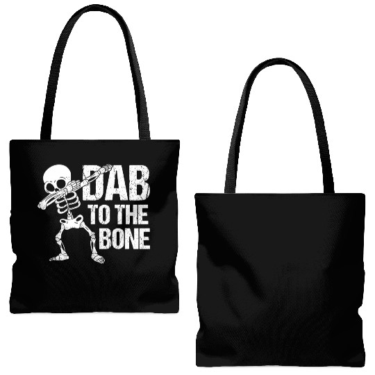 Dab To The Bone Dancing Skeleton Halloween Tote Bags (AOP)