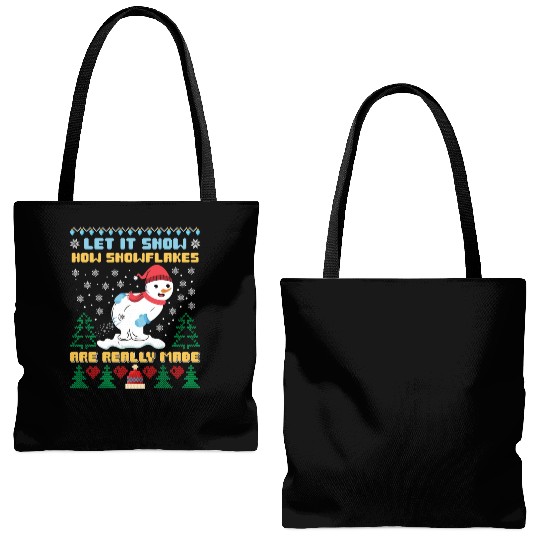 Snowman Let it Snow Christmas Snow Fever Tote Bags (AOP)