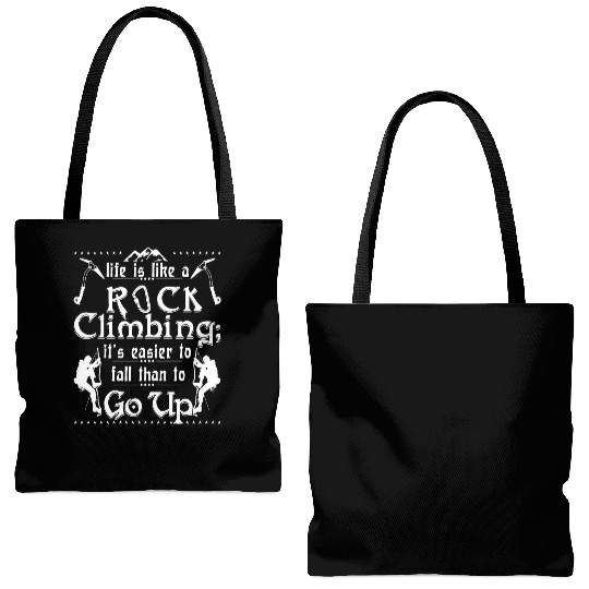 life is like a rock climbing Tote Bags (AOP)