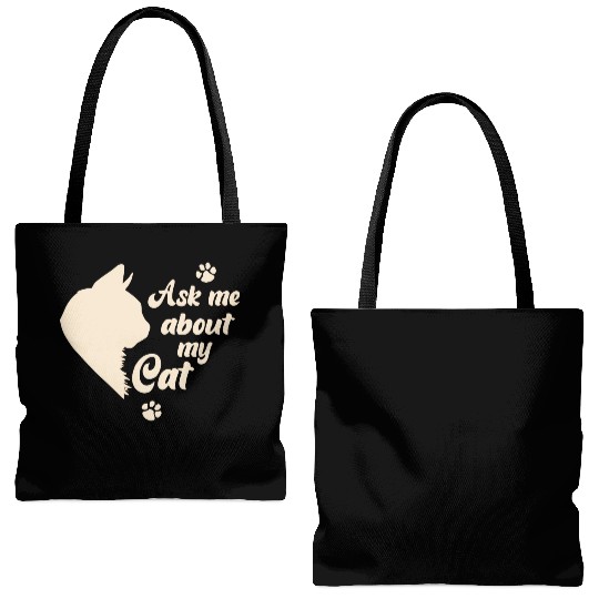 Ask Me About My Cat Lover Mom Gift Tote Bags (AOP)