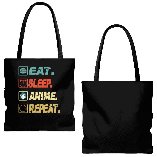 Eat Sleep Anime Repeat Ramen Kawaii Japanese Manga Tote Bags (AOP)