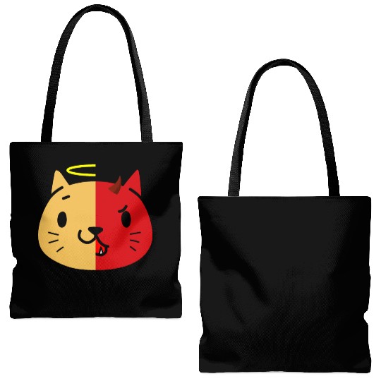 Two Face Cat Angel And Devil Tote Bags (AOP)