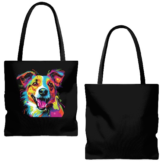 Watercolor Colorful Jack Russell Terrier Tote Bags (AOP)