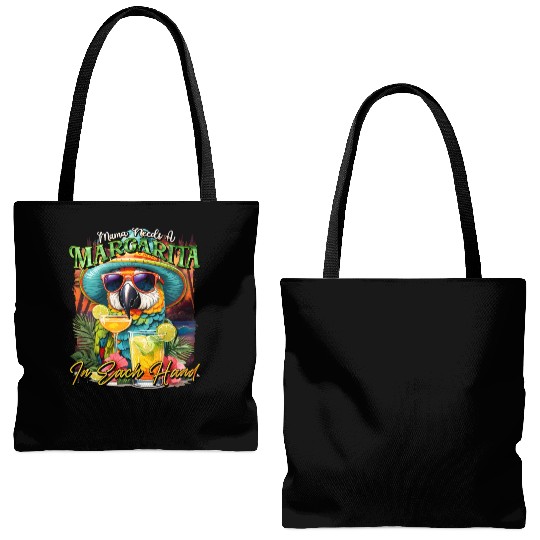 Balanced Diet is A Margarita in Eachs Hands Parrot Tote Bags (AOP)
