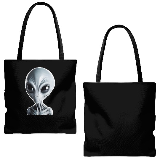 Grey Alien Tote Bags (AOP)