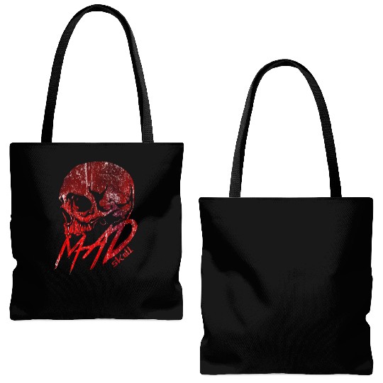 Red Skull with Lightning Graffiti Tote Bags (AOP)