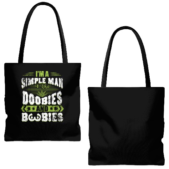 Marijuana Doobies And Boobies Smoking Pot Weed Tote Bags (AOP)