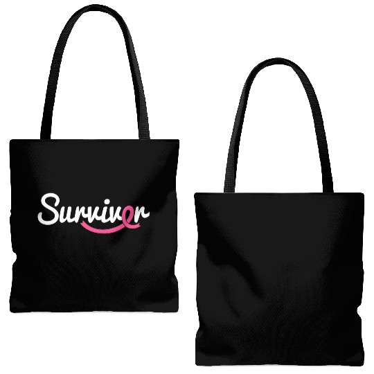 Breast Cancer Survivor K Ribbon Breast Cancer Awar Tote Bags (AOP)