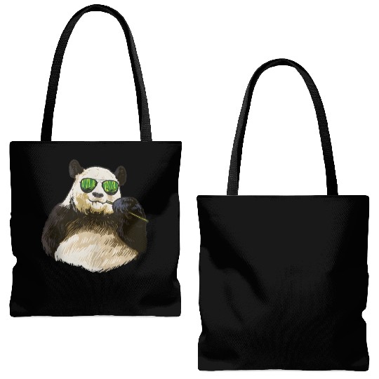 Chilling Panda Eating Bamboo Bear Tote Bags (AOP)