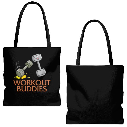 Gym Tote Bags (AOP), Workout Buddies Dumbbells With Face