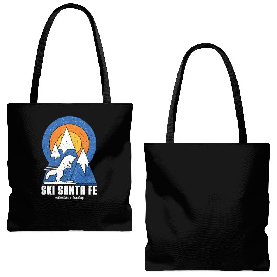 Retro Ski Santa Fe White Fox Tote Bags (AOP)