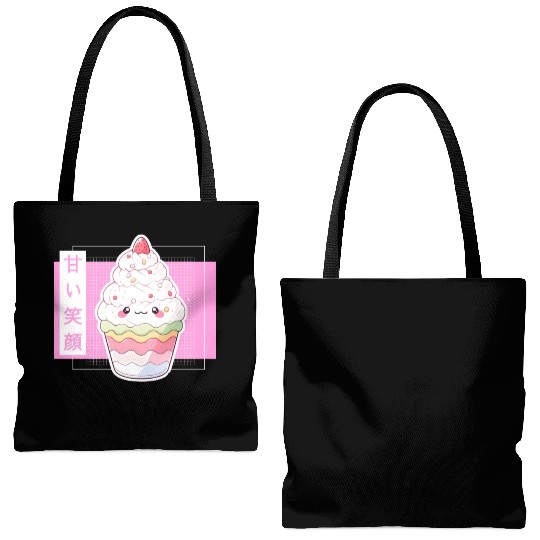Kawaii Strawberry Cupcake Cute Pastel Japanese Aes Tote Bags (AOP)
