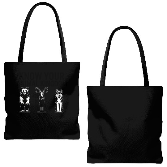Jungle Tote Bags (AOP), Know Your Animal Kingdom Bear Moose