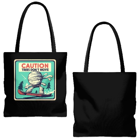Caution trees don't move retro mummy Tote Bags (AOP)